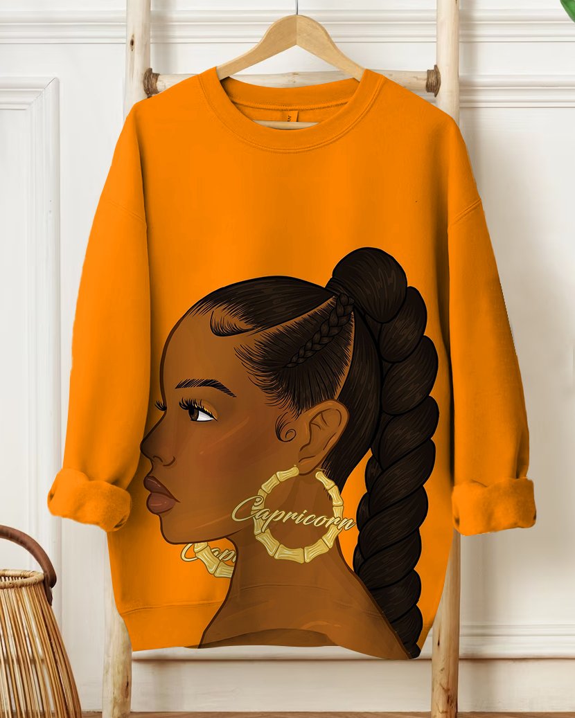 Capricorn Earring Girl Unisex Long Sleeve Sweatshirt