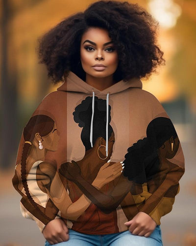 Black Girls Shoulder To Shoulder Printed Women's Hoodies