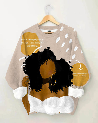 Brown Afro Girl Doing The Right Thing Long Sleeve Sweatshirt