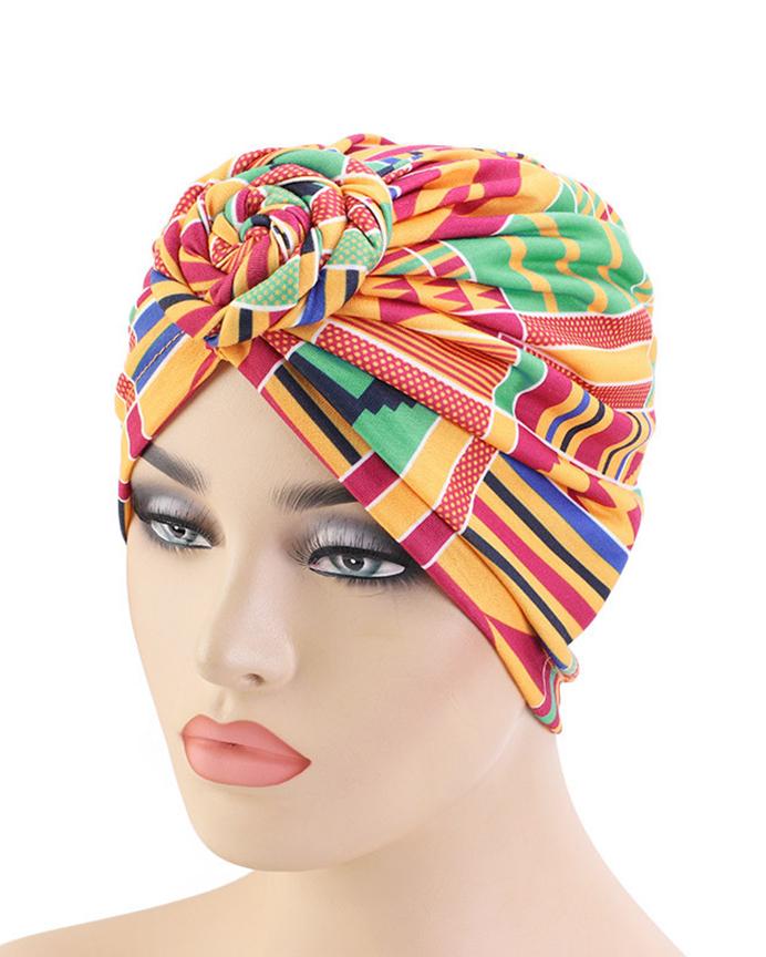 Fashionable Casual Bohemian Style Printed Flower Turban Hat