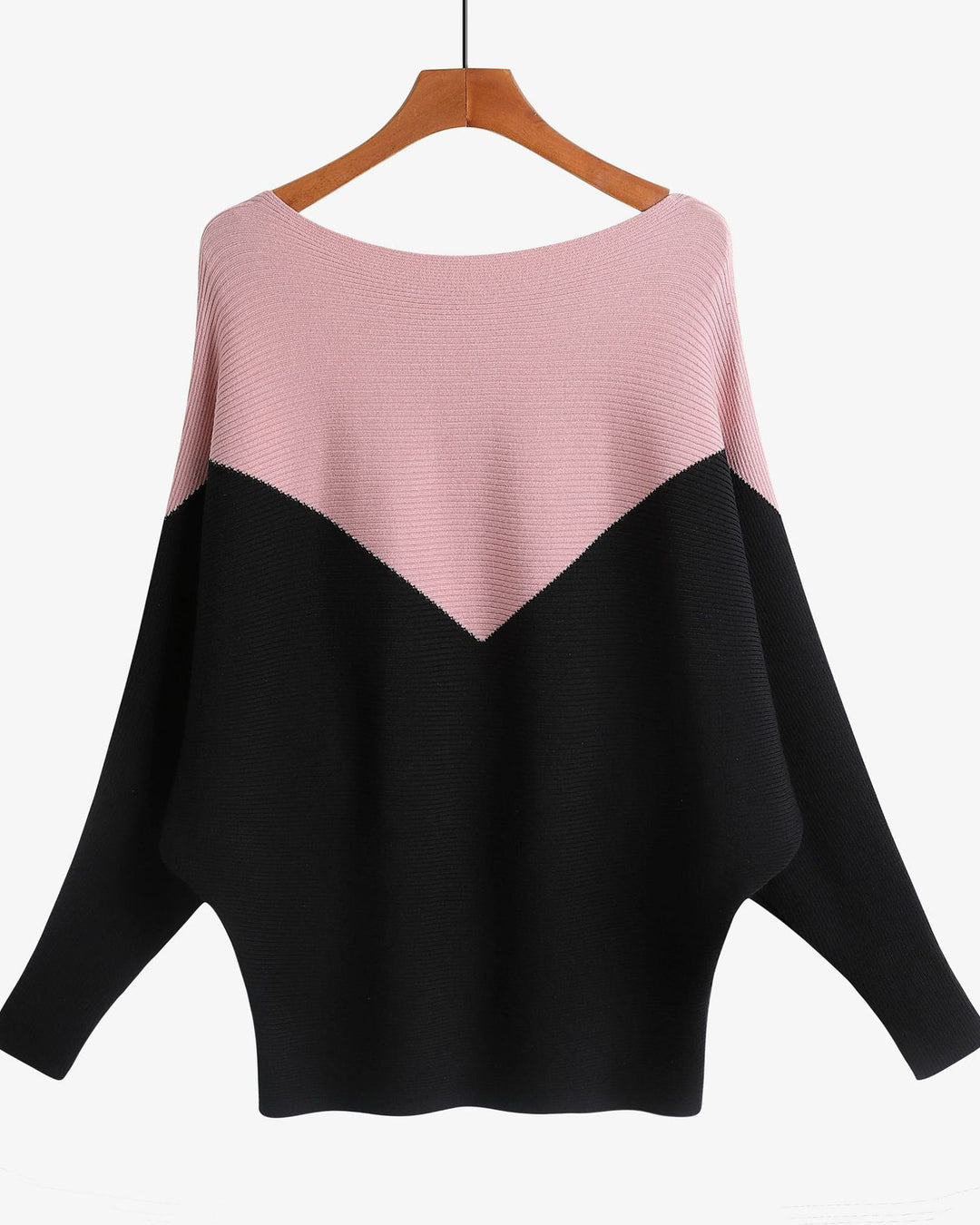 Women's Stylish Off-shoulder Top Irregular Splicing Loose Batwing Pullover Sweater