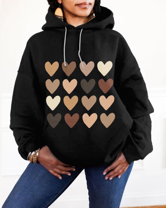 Skin Tone Hearts Women Long-sleeved Hoodie