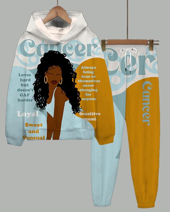 Cancer Girly Season Long Sleeve Hoodie Two Pieces Set