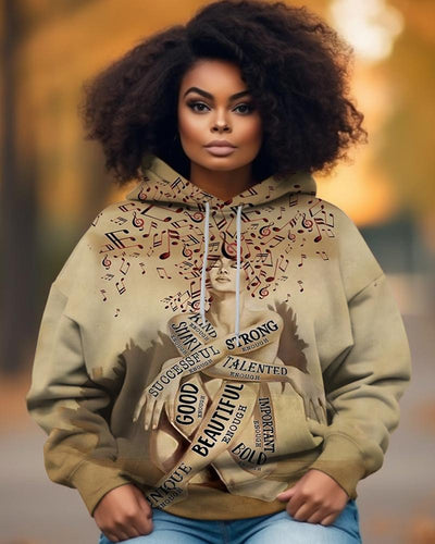Black Girl Printed Women's Hoodie with Notes