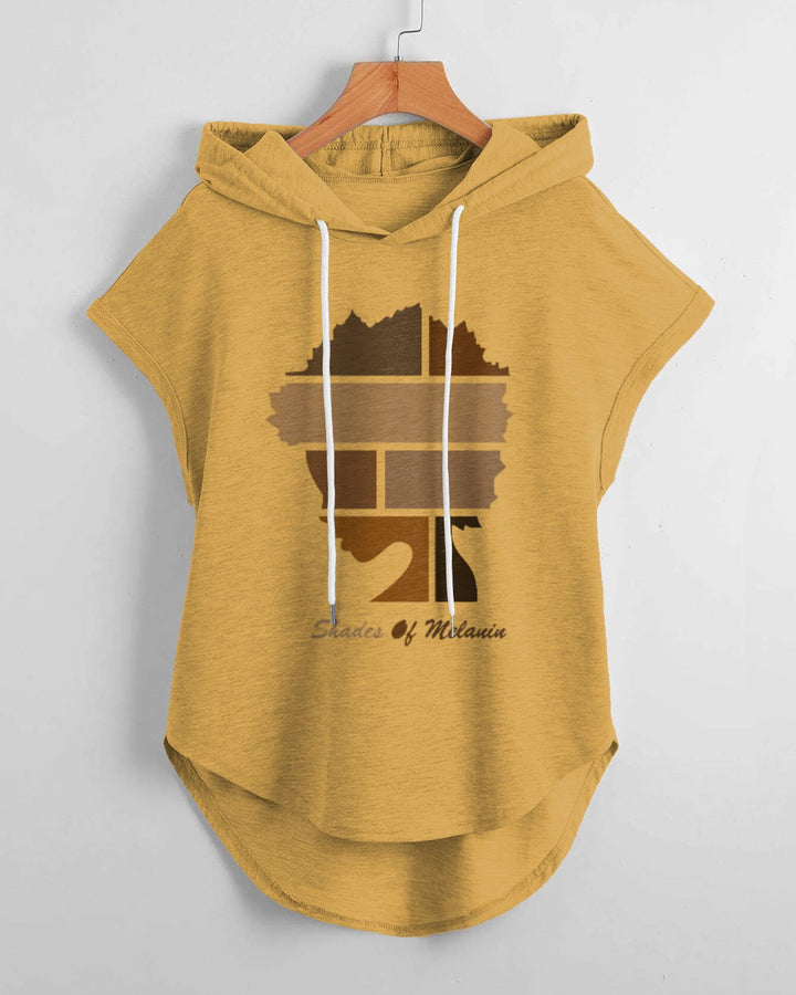 Shades Of Melanin Hem Drawstring Hooded Tee