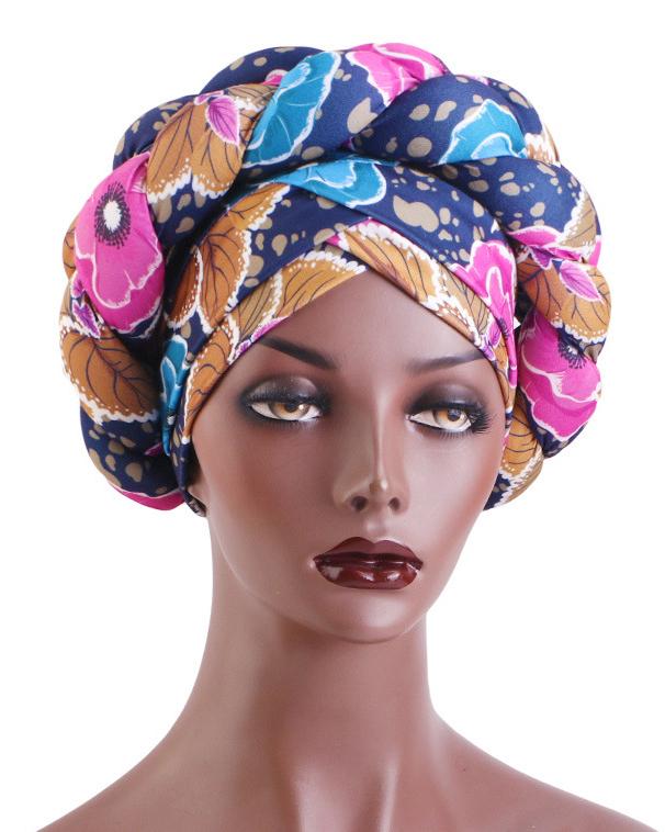 African Print Three-dimensional Sponge Braided Turban Hat