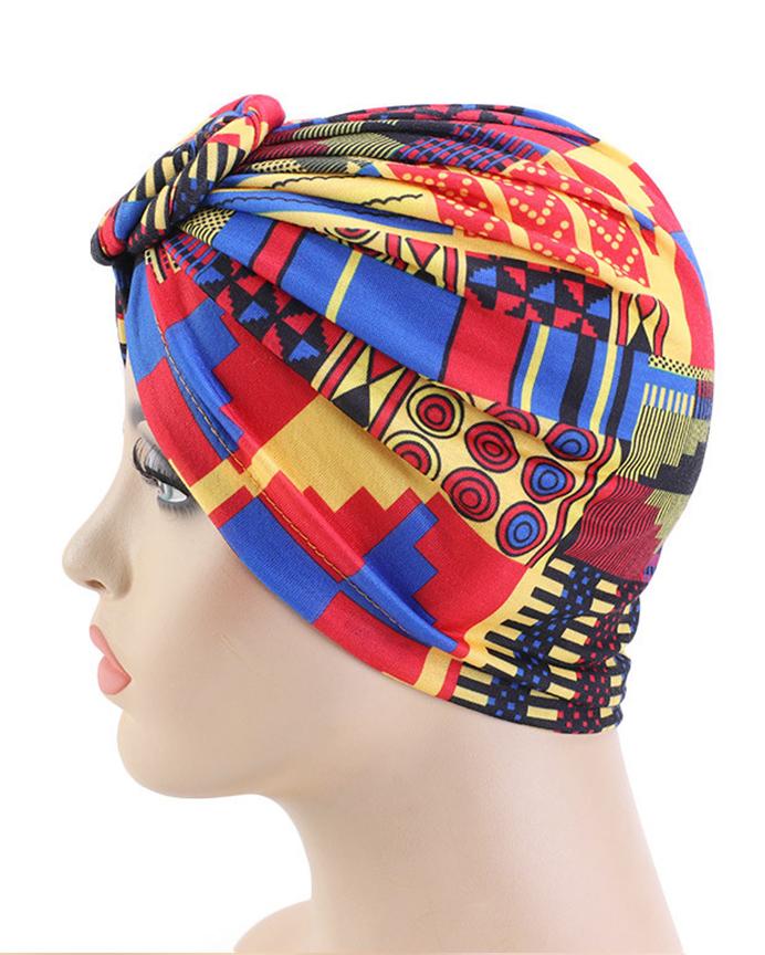 Fashionable Casual Bohemian Style Printed Flower Turban Hat