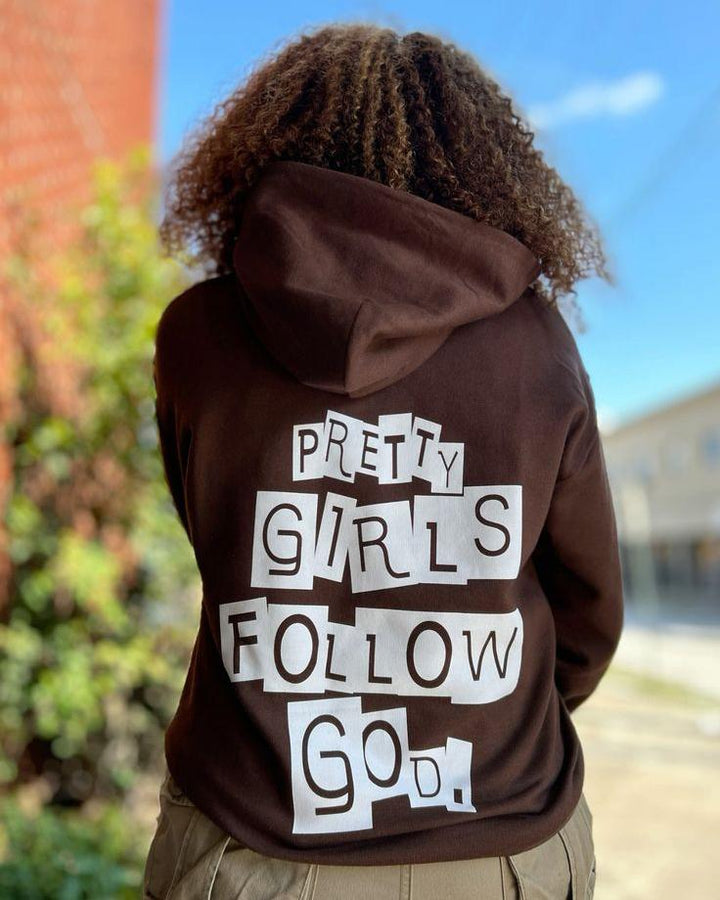 Pretty Girls Follow God Print Long-sleeved Hoodie