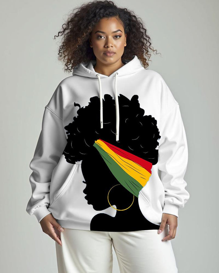 Women's Black Girl Lives Matter Printed Long Sleeve Pocket Hoodie