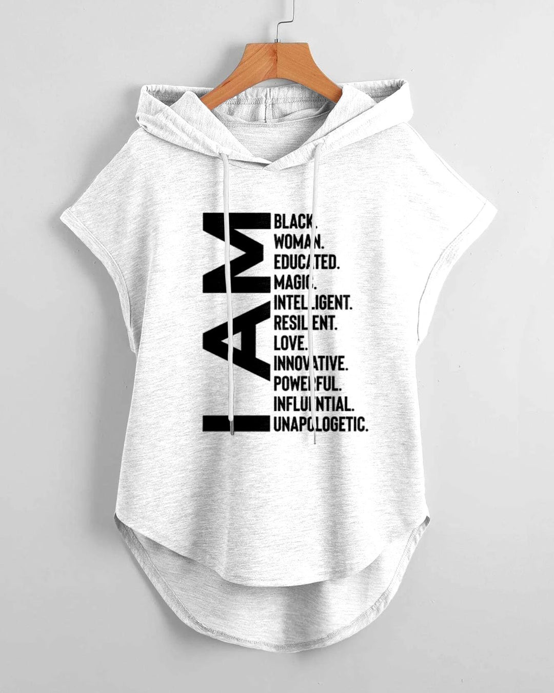 Black Lives Matter Hem Drawstring Hooded Tee