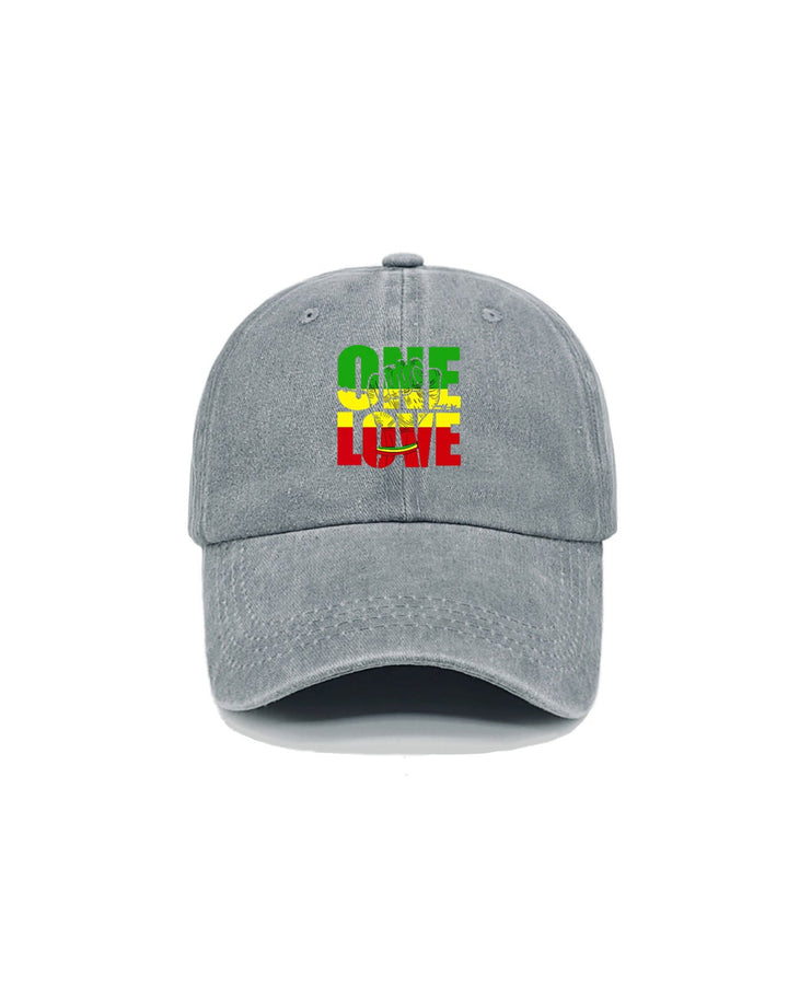 Women's One Love Letter Print Adjustable Washed Baseball Cap