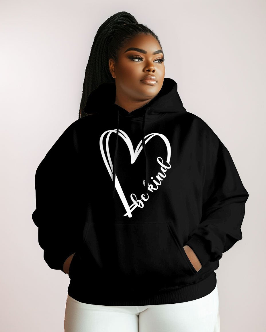 Cotton-Heart Be Kind Print Fashion Daily Long Sleeve Hoodie