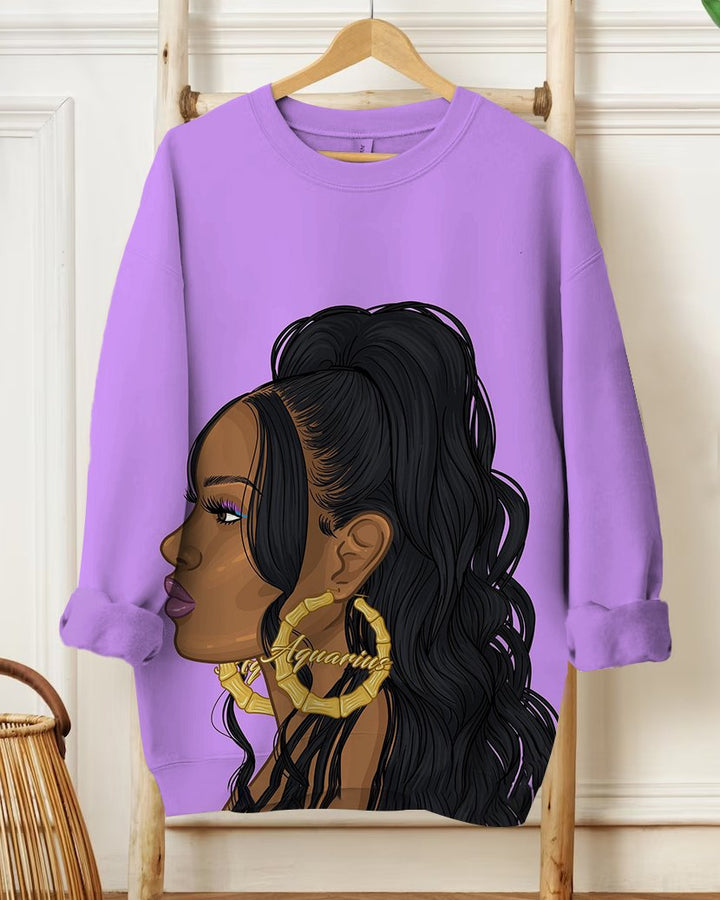 Aquarius Earring Girl Unisex Long Sleeve Sweatshirt