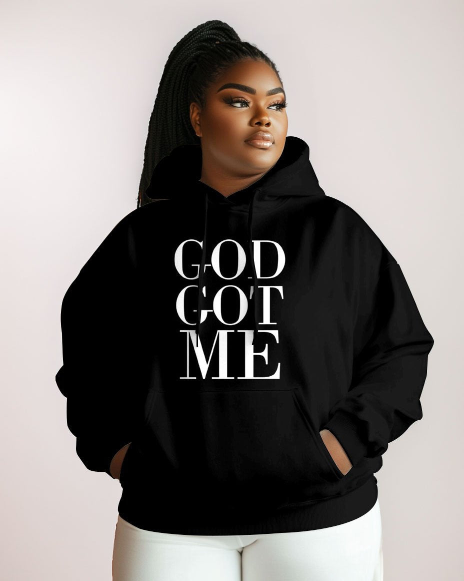 Cotton-God Got Me Print Fashion Daily Long Sleeve Hoodie