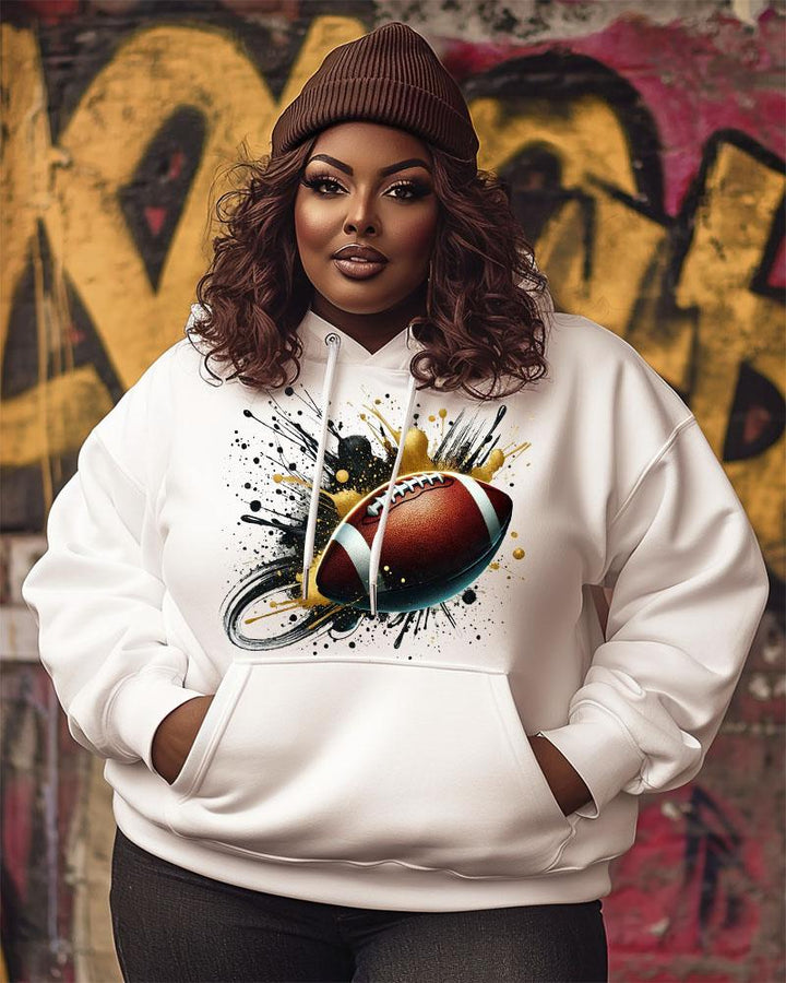 Cotton-Women's Rugby-Print Hoodie