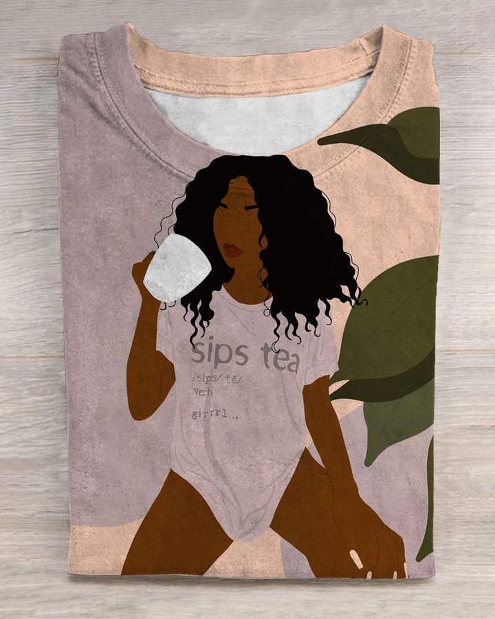 Brown Tea Girl Short Sleeve Tshirt