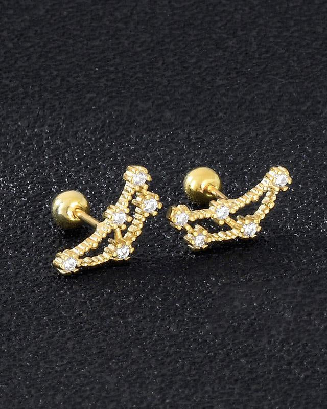 12 Constellations Gold Diamond Stud Earrings