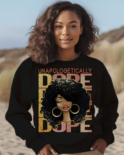 Sequins Black Women Dope Print Sweatshirt