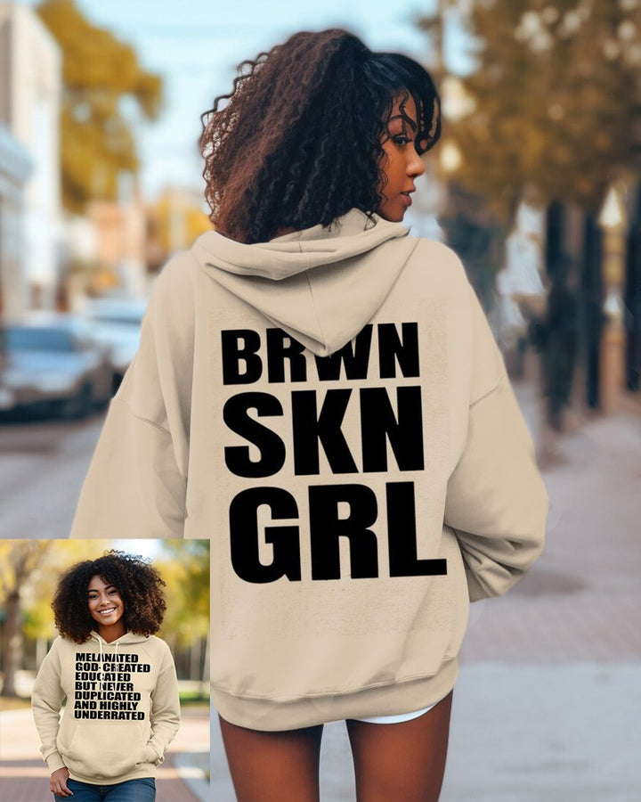 Brown Skin Girl It's The Melanin for Me Long Sleeve Hoodie