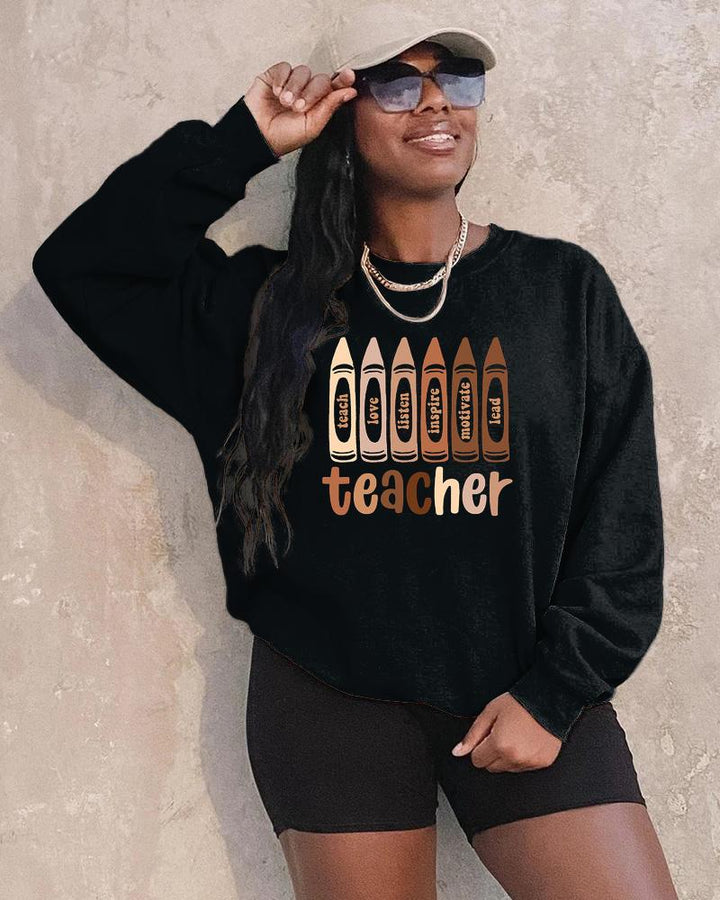 Melanin Crayon Long Sleeve Crewneck Sweatshirt