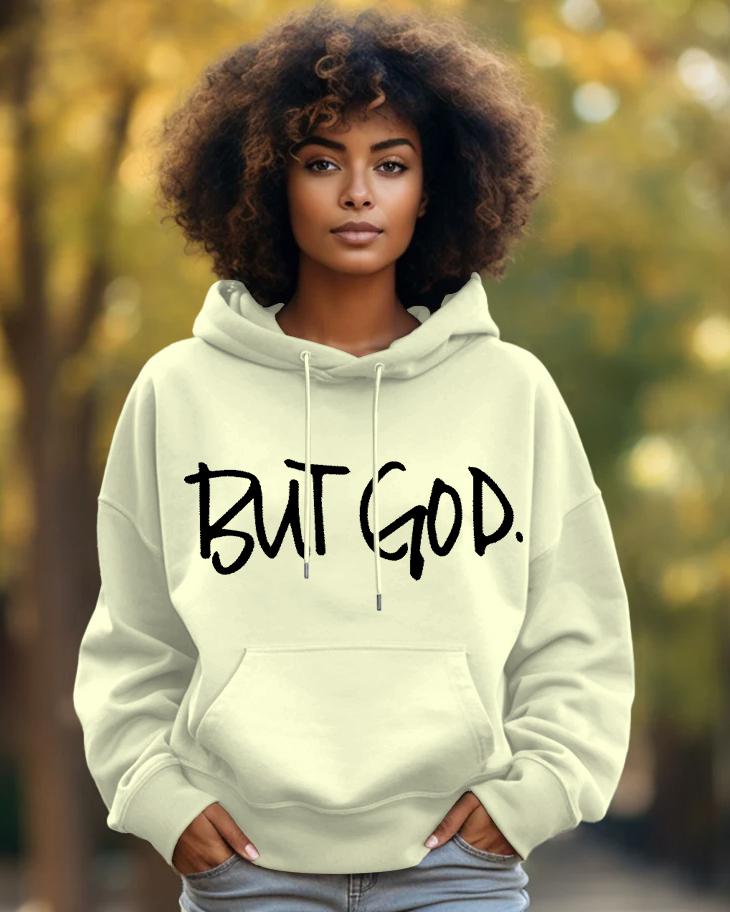 Cotton-But God Letter Print Fashion Daily Long Sleeve Hoodie