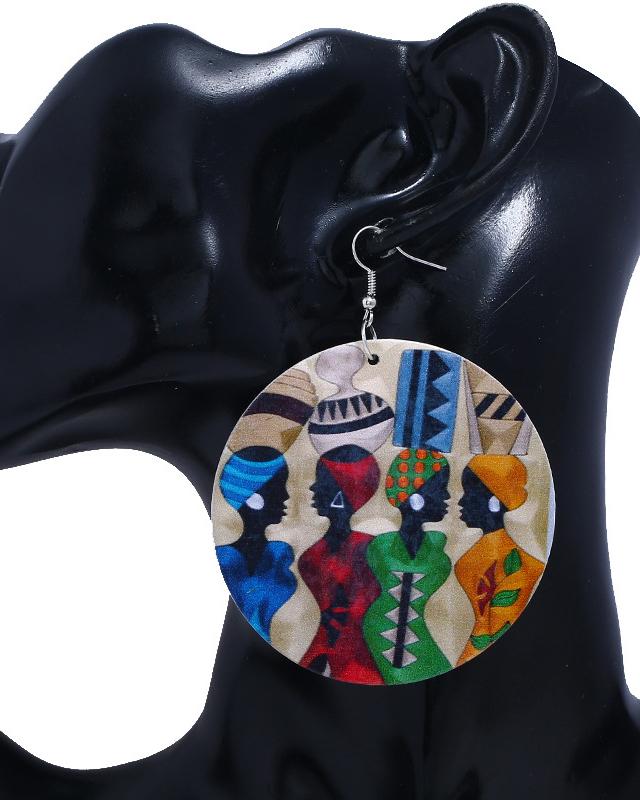 Painted African Women Earrings