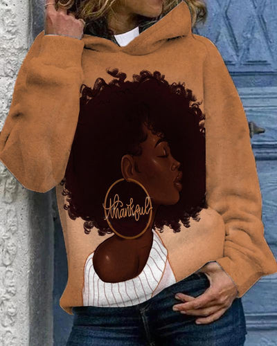 Afro Hair with Gold Earrings Unisex Hoodie
