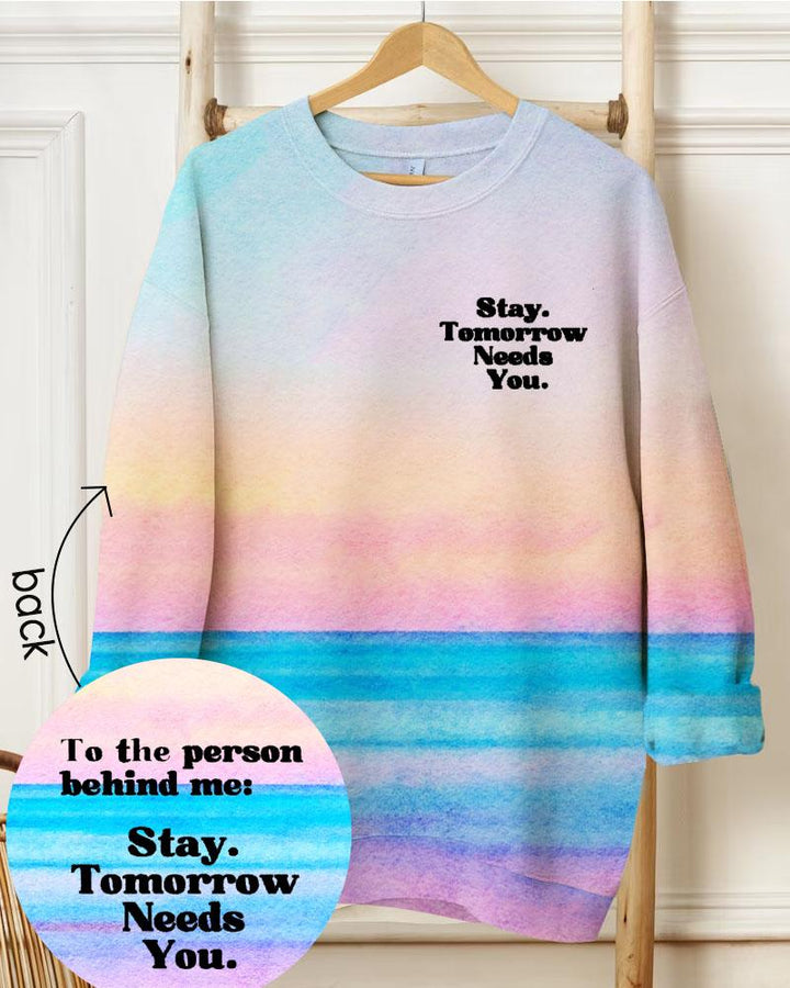 Ladies Slogan Tomorrow Needs You Round Neck Long Sleeve Sweatershirts