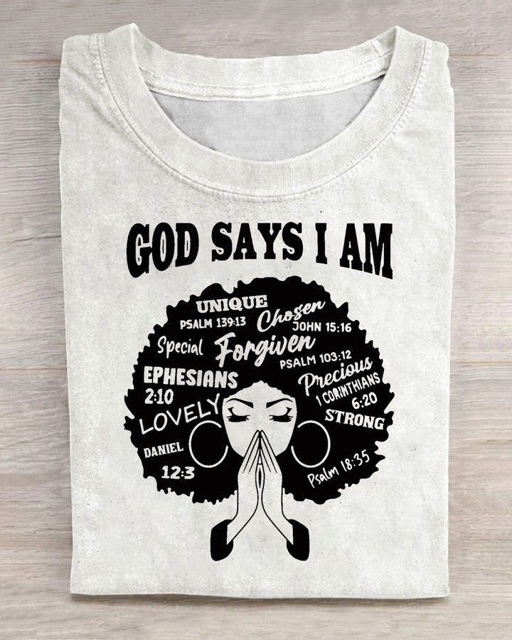 God Says I Am Short Sleeve Tshirt