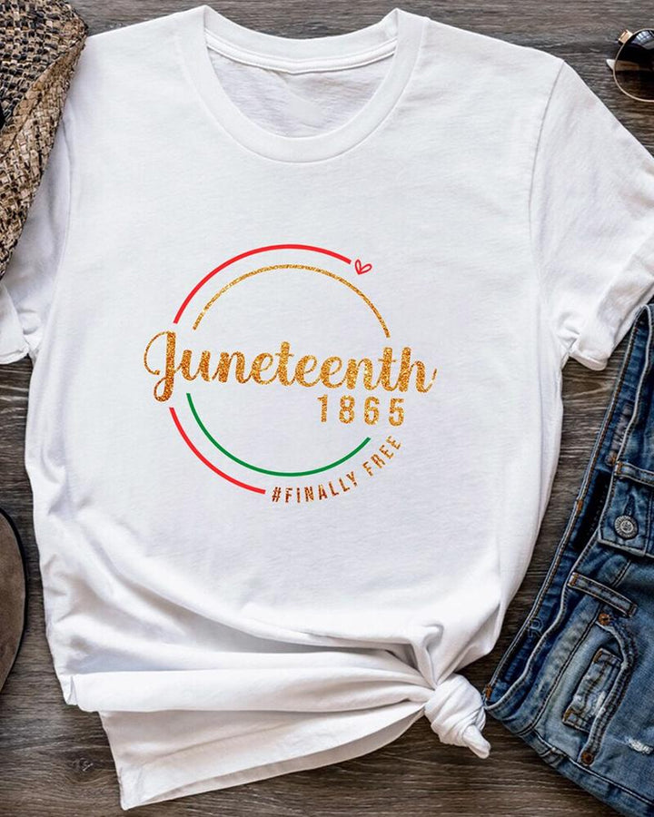 Creative Juneteenth 1865 circle print short-sleeved ladies T-shirt