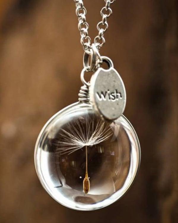 Wish Dandelion Time Gemstone Necklace