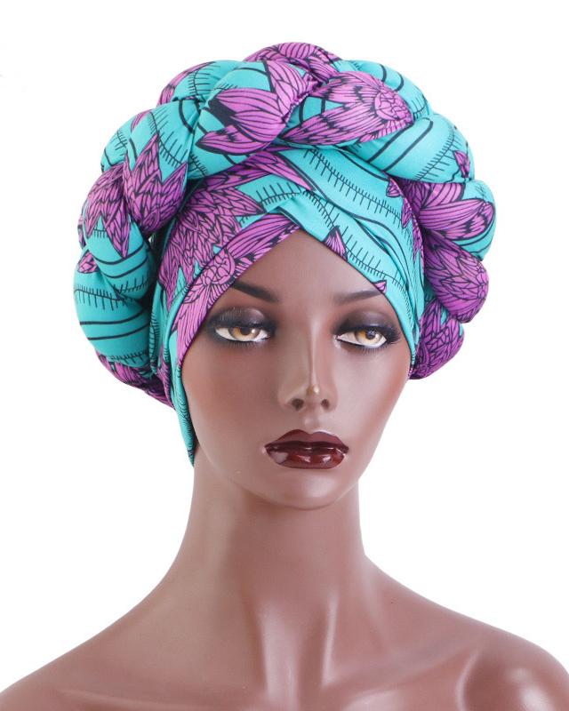 African Print Three-dimensional Sponge Braided Turban Hat