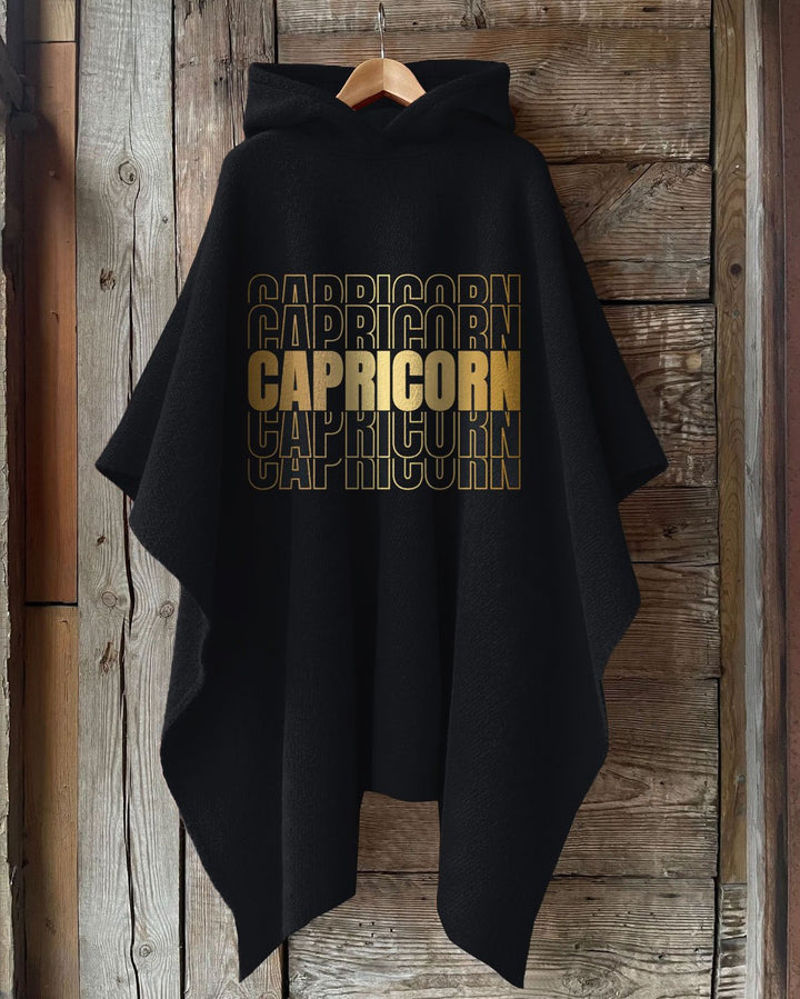 Stacked Capricorn Zodiac Hooded Warm Shawl Cape