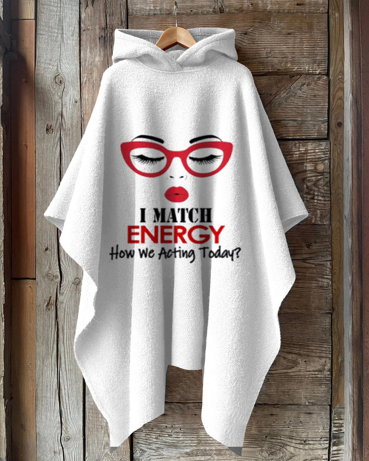 Positive Vibes Hooded Warm Shawl Cape