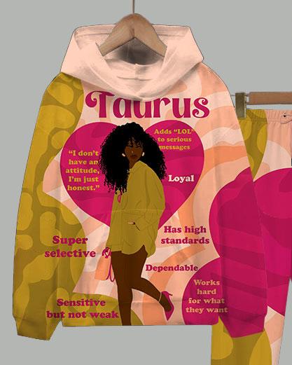 Taurus Girly Season Long Sleeve Hoodie Two Pieces Set