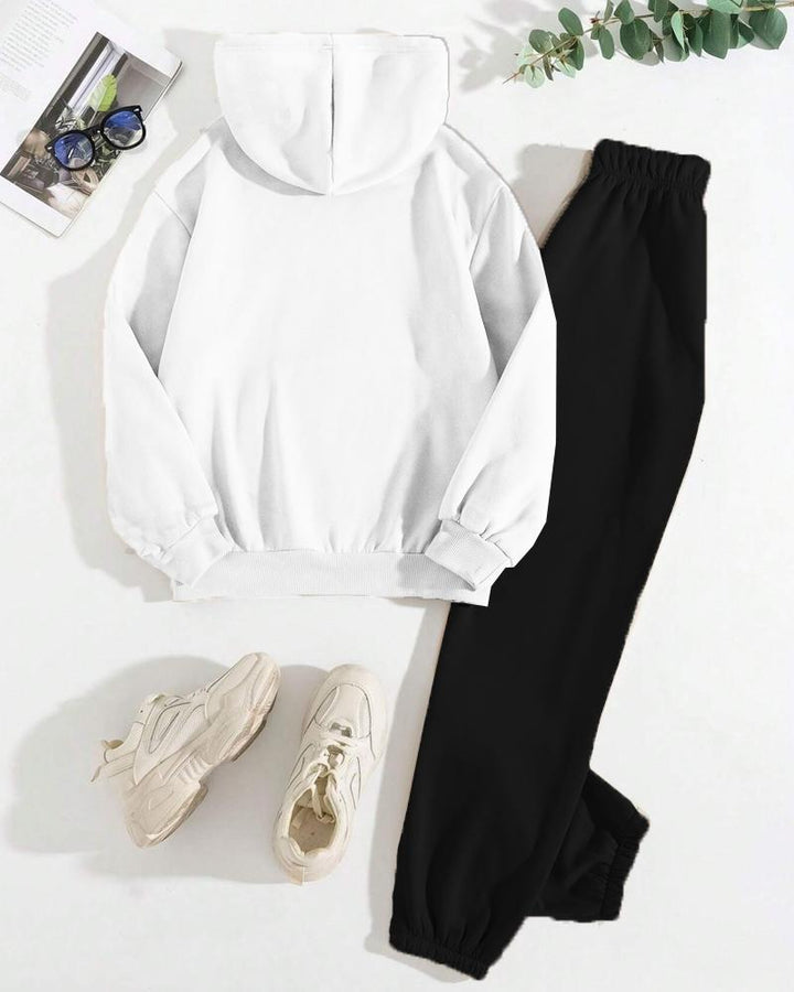 Letter Print Long Sleeve Hoodie Two Pieces Set