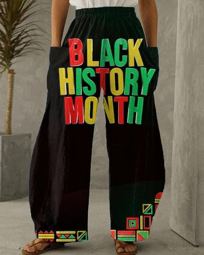 Black History Month Ethnic Style Printed Women's Pants