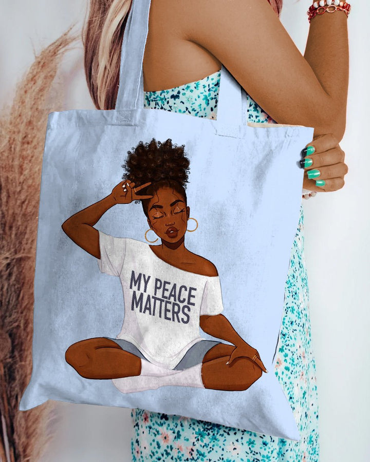 Brown Girl My Peace My Matters Zipper Canvas Tote Bag