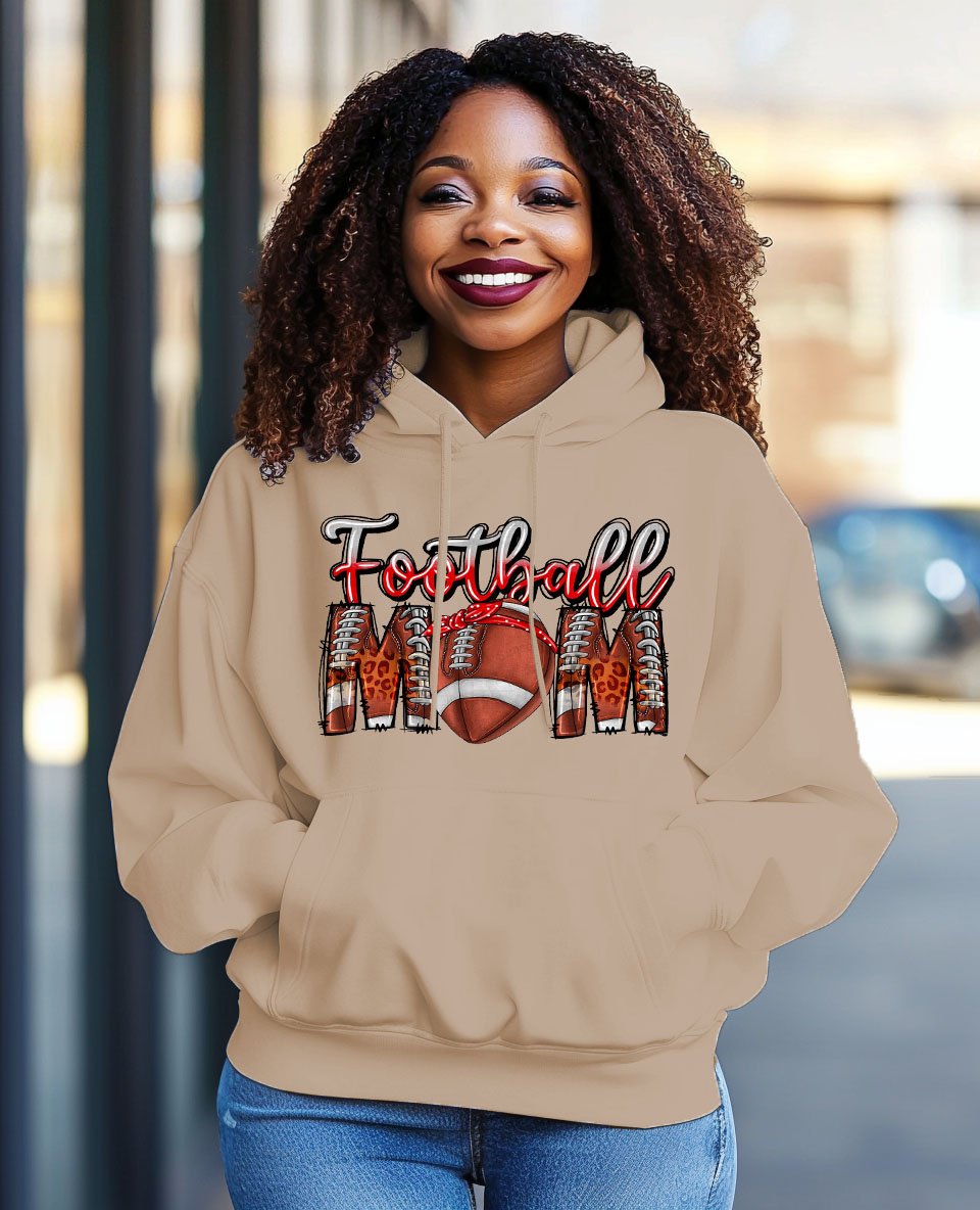 Women's Rugby Print Pocket Long Sleeve Hoodie