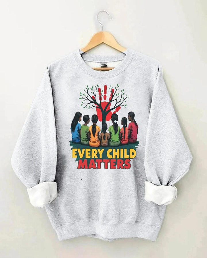 Women's Slogan  Every Child Matters  Print Round Neck Sweatershirts