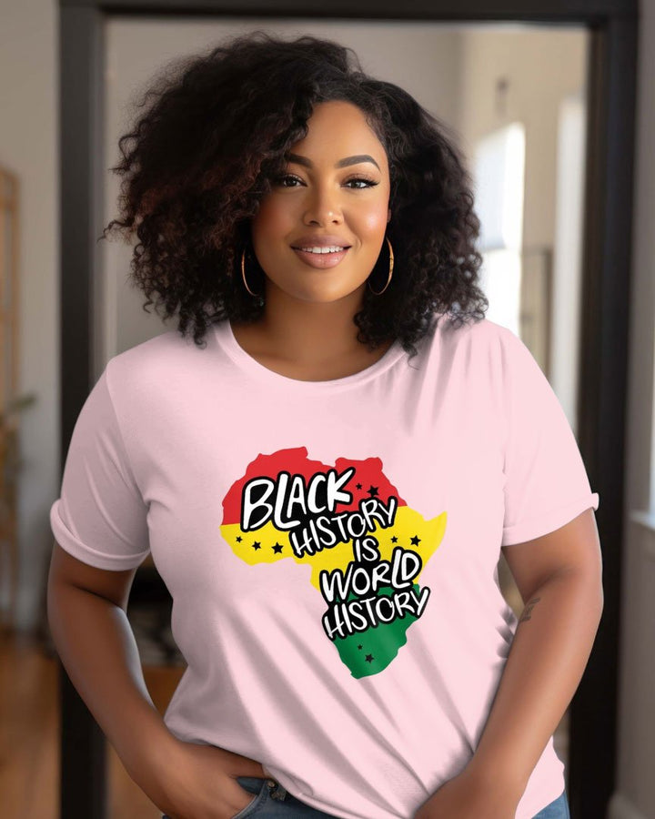 Black History Is World History Crew Neck Short Sleeve Tshirt