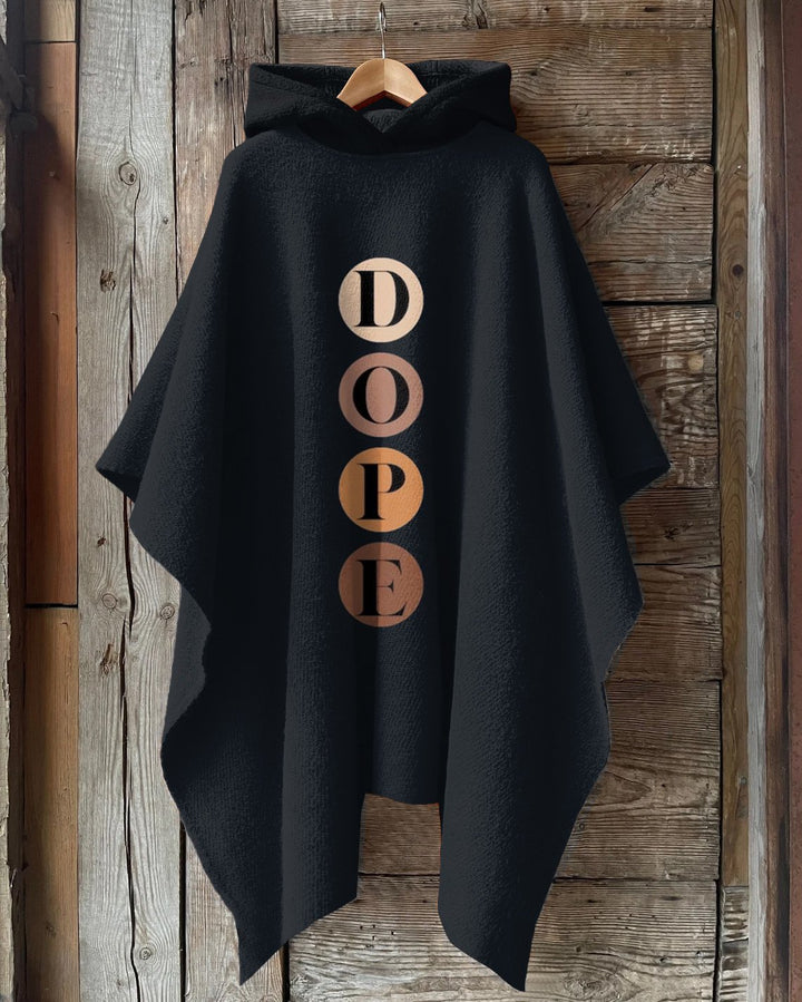 DOPE Letter Printing Hooded Warm Shawl Cape