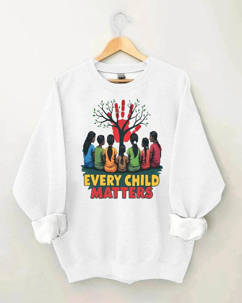 Women's Slogan  Every Child Matters  Print Round Neck Sweatershirts