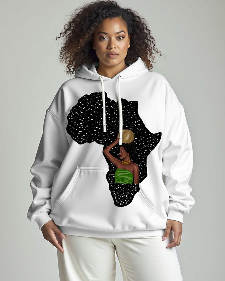 Women's Black Girl Lives Matter Printed Long Sleeve Pocket Hoodies