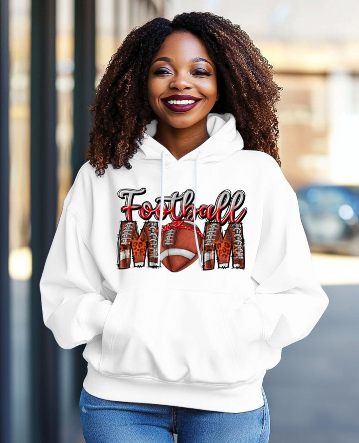 Women's Rugby Print Pocket Long Sleeve Hoodie