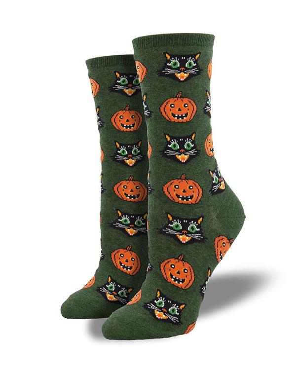 Halloween Cat Pumpkin Creative Pattern Cotton Unisex Couple Mid-length Socks