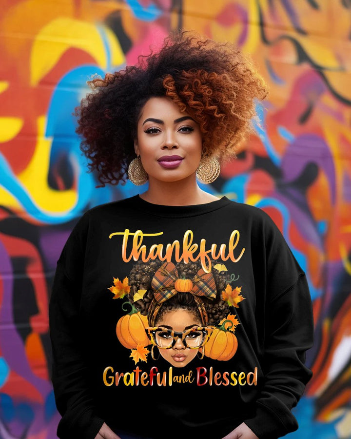 Thankful Afro Woman Fall Autumn Crewneck Sweatshirt