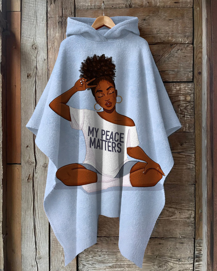 My Peace My Matters Hooded Warm Shawl Cape