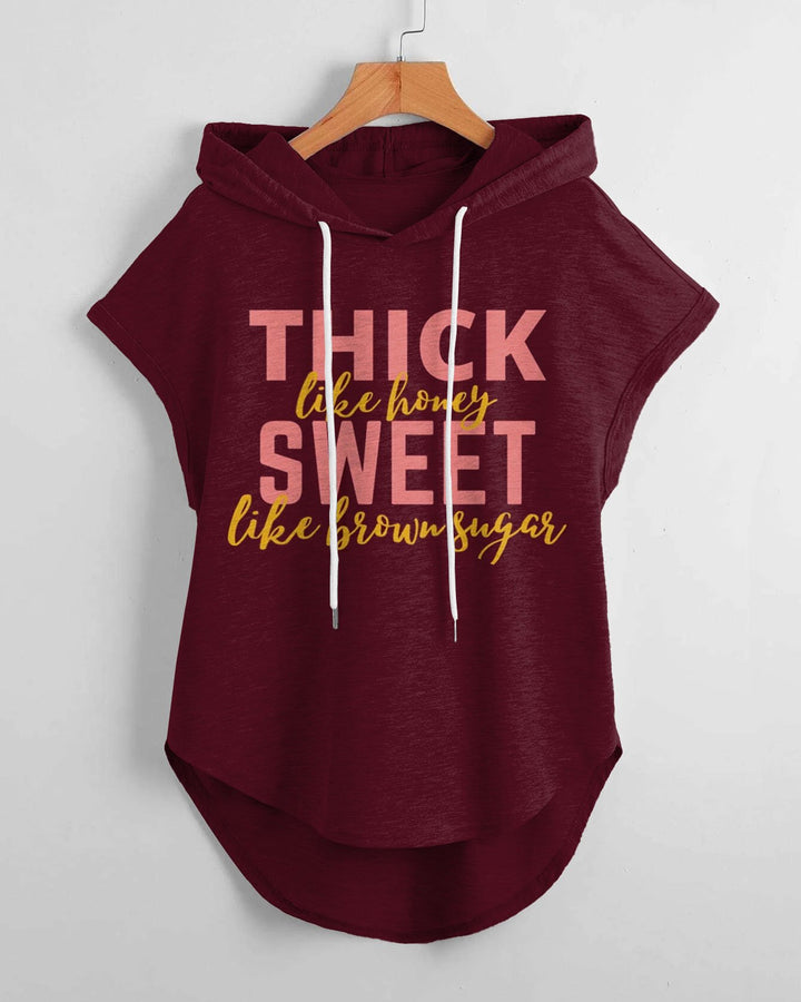 Thick Like Honey Hem Drawstring Hooded Tee