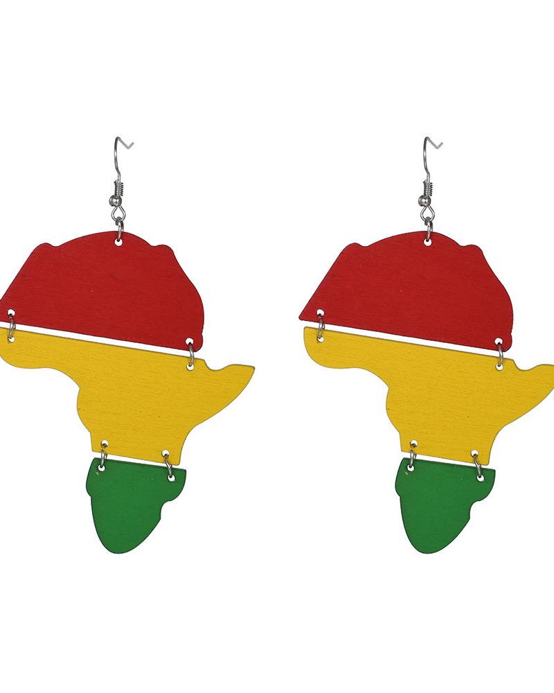 Multicolor Africa Map Earrings